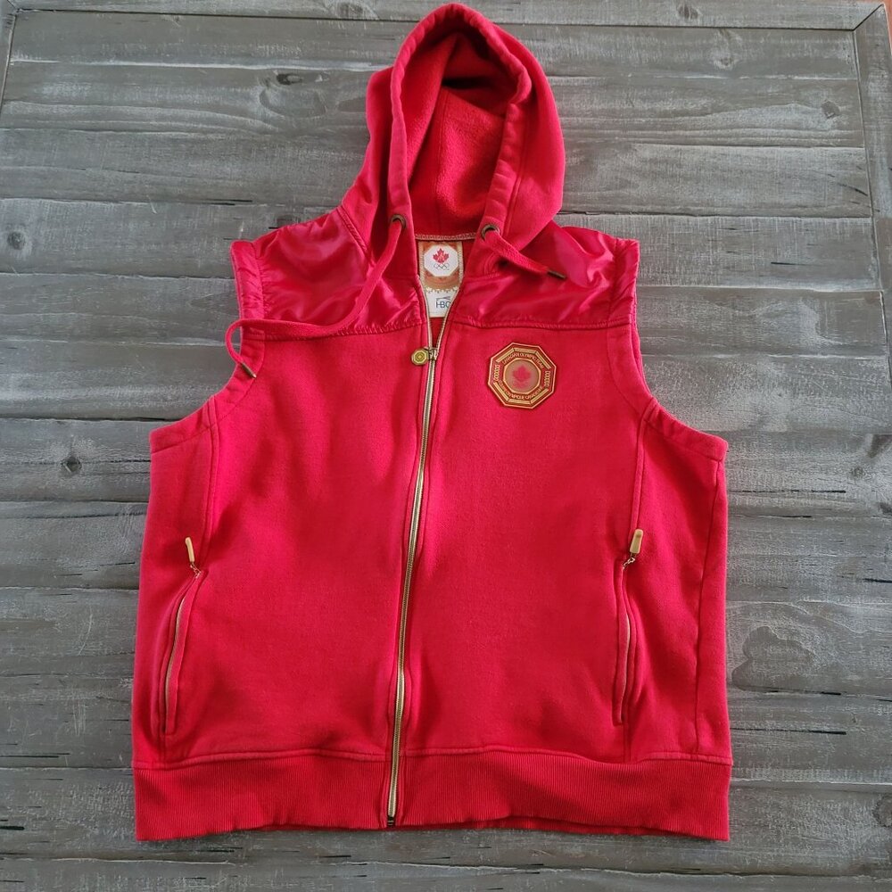 Hudsons Bay Company HBC‎ Canadian Olympic Team Hooded Vest Men's Large Red